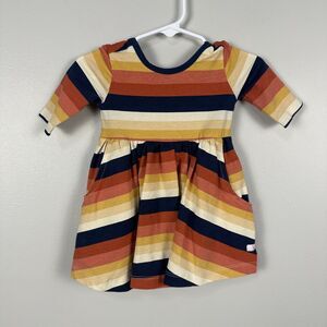 Rufflebutts Girls 6-12 Months Dress Black Orange Stripes Fall Autumn Bow